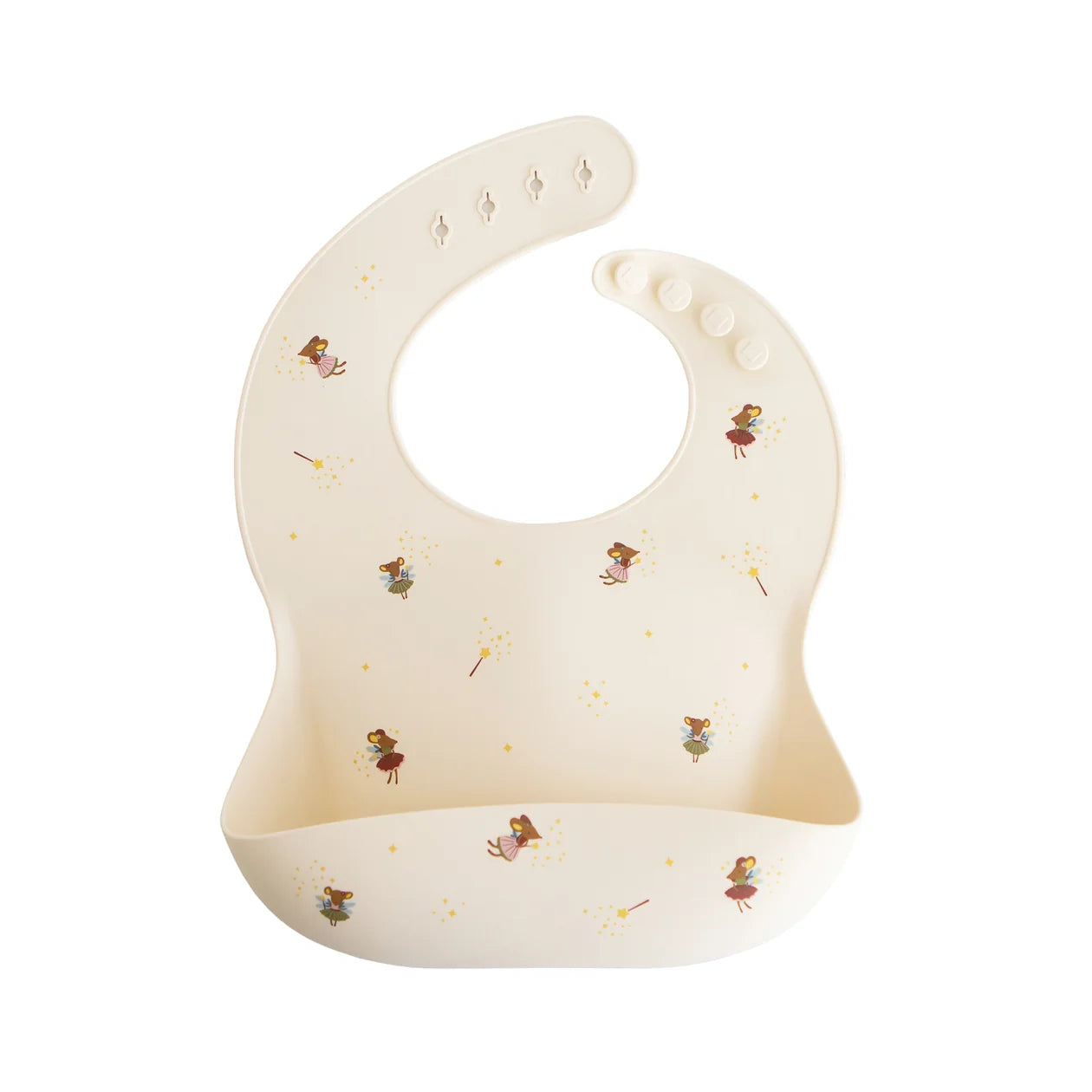 Fairy mice silicone baby bib, children's feeding bib, Mushie