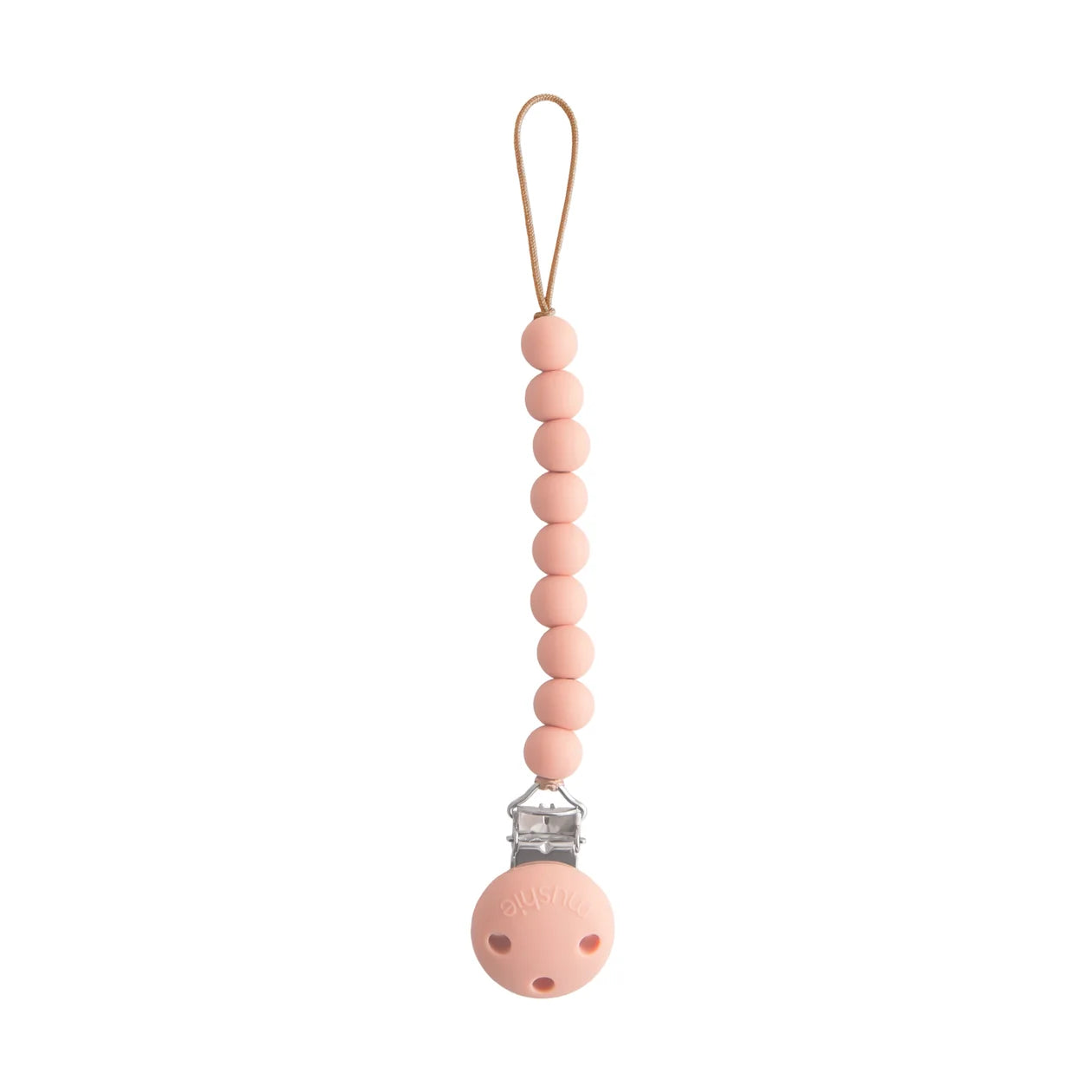 Hera powder pink pacifier clip, baby dummy clip, Mushie