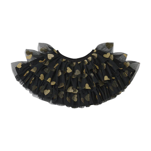 Girls' black and gold glitter heart cape, dress-up cape, Bob & Blossom