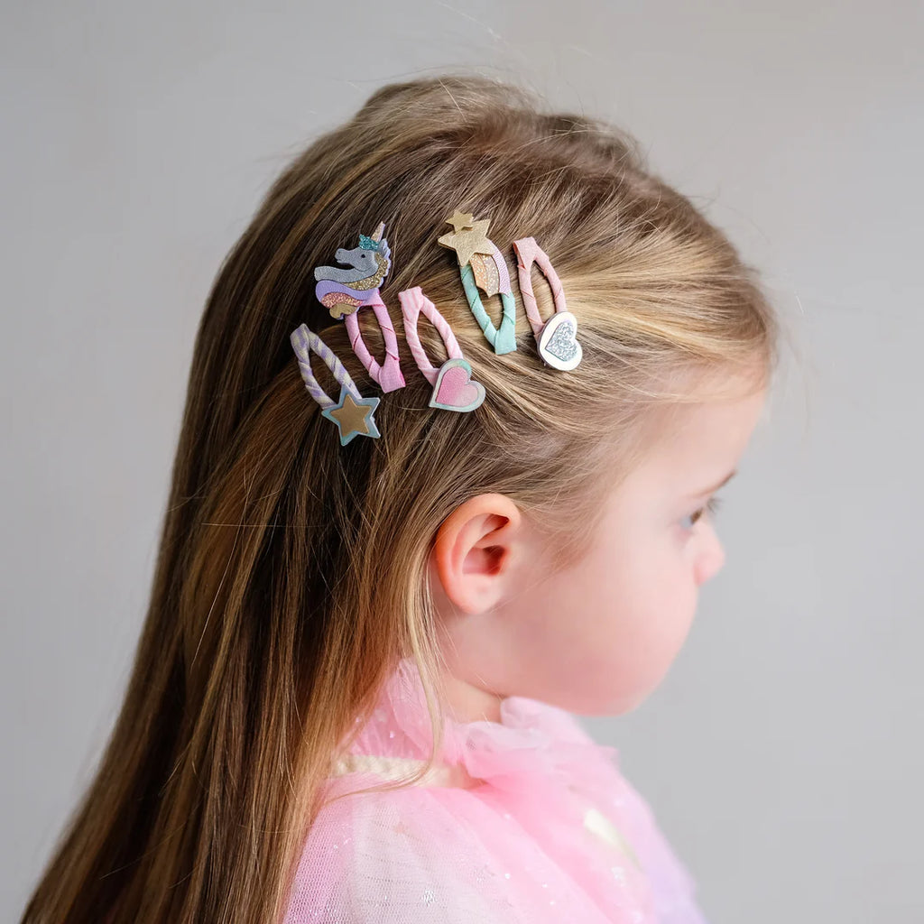 Dreamy unicorn kids' mini clic clac hair clips, Mimi & Lula