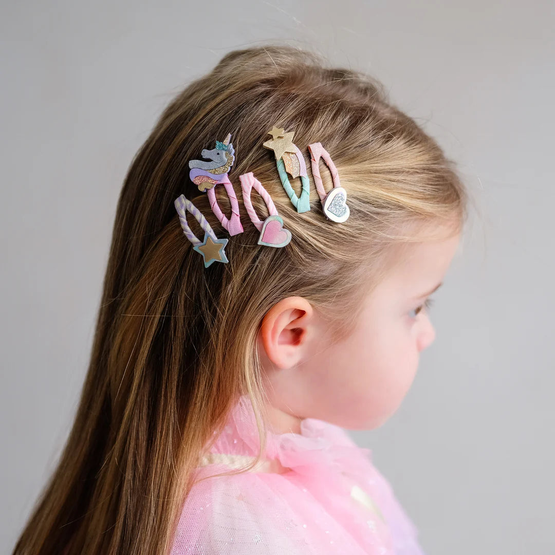 Dreamy unicorn kids' mini clic clac hair clips, Mimi & Lula