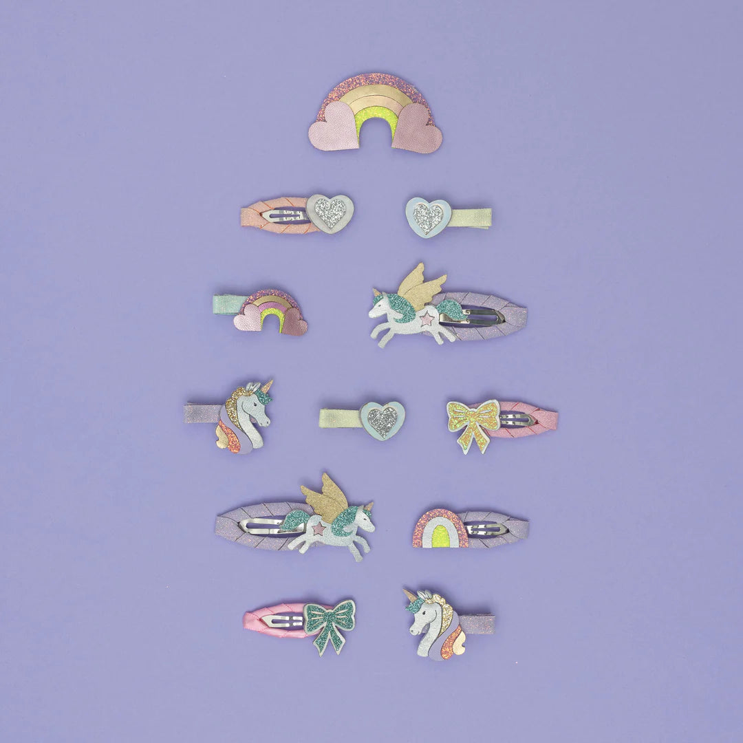Dreamy unicorn kids' mini clic clac hair clips, Mimi & Lula