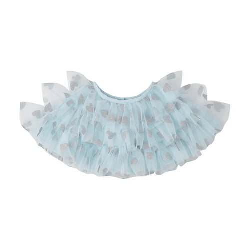 Girls' sky blue cape with silver glitter hearts, dress-up cape, Bob and Blossom
