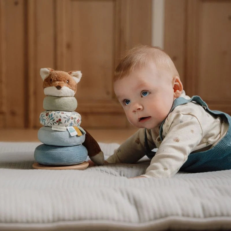 Forest Friends rocking ring stacker, wooden baby toy, Little Dutch