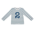 Bob & Blossom ocean blue and white Breton stripe number 2 T-shirt for kids