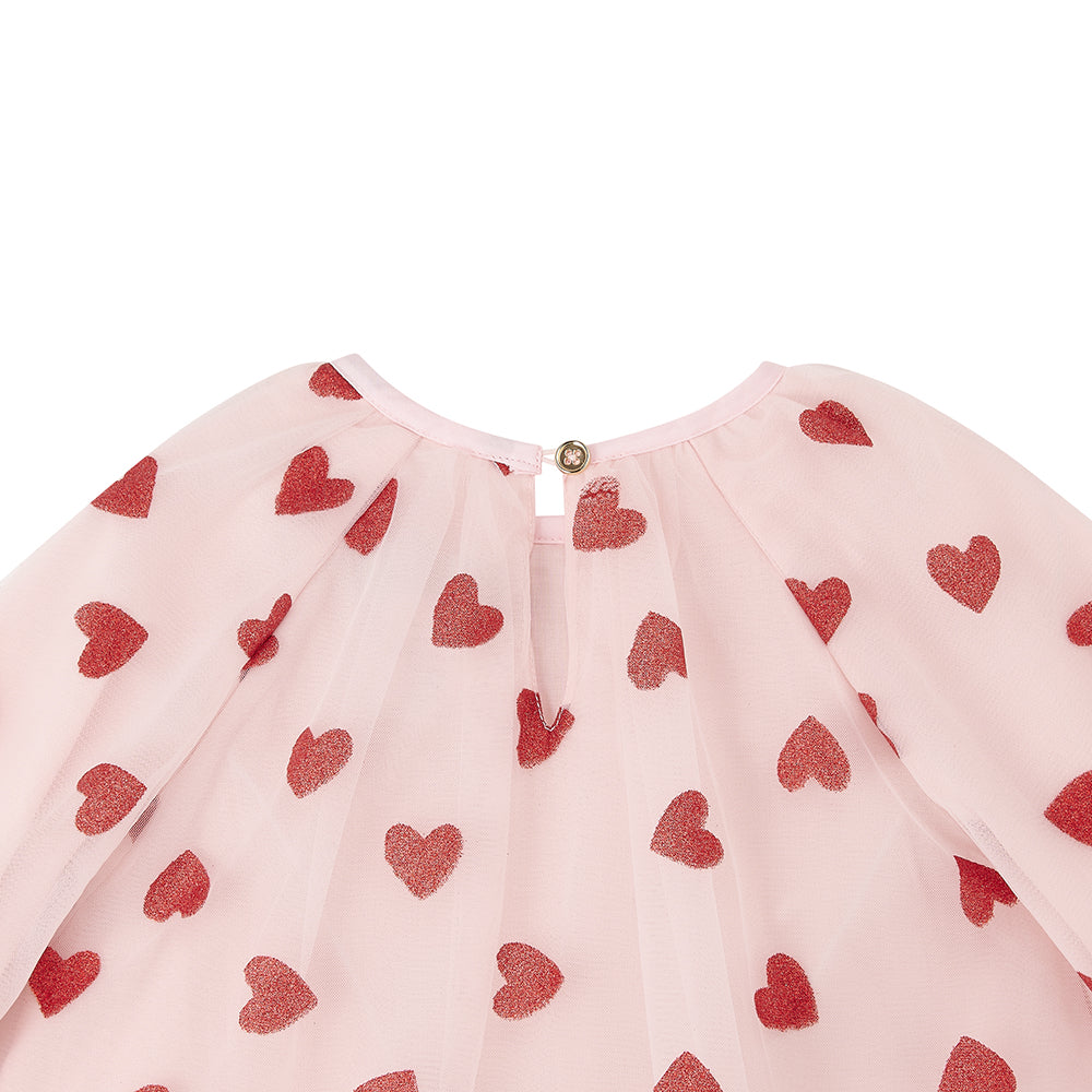 Bob & Blossom pale pink red glitter heart dress back view
