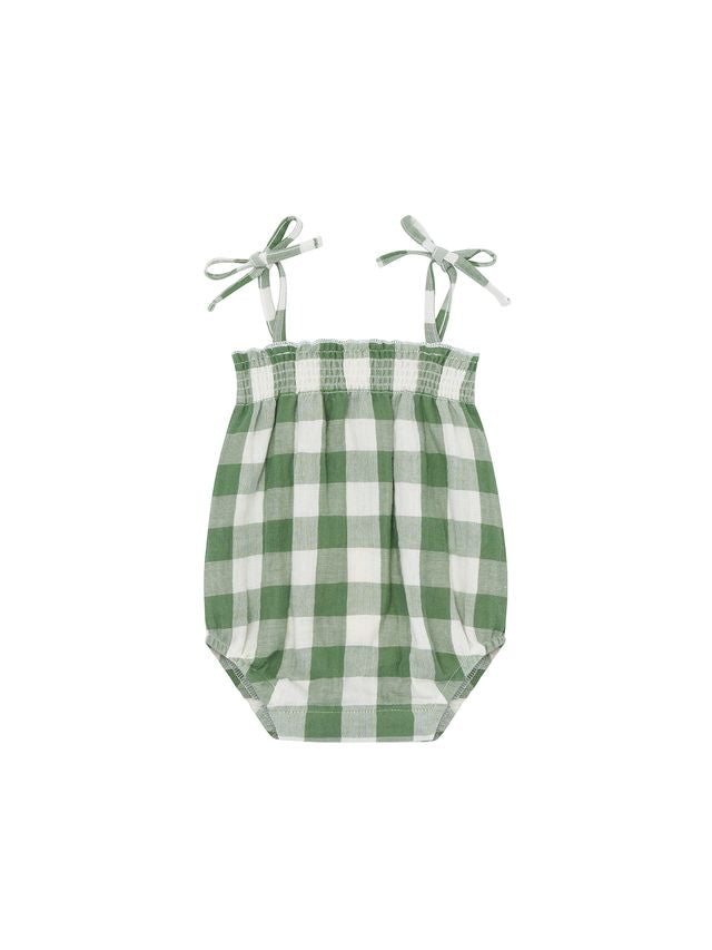 Organic Zoo Dill Gingham Spaghetti Bodysuit