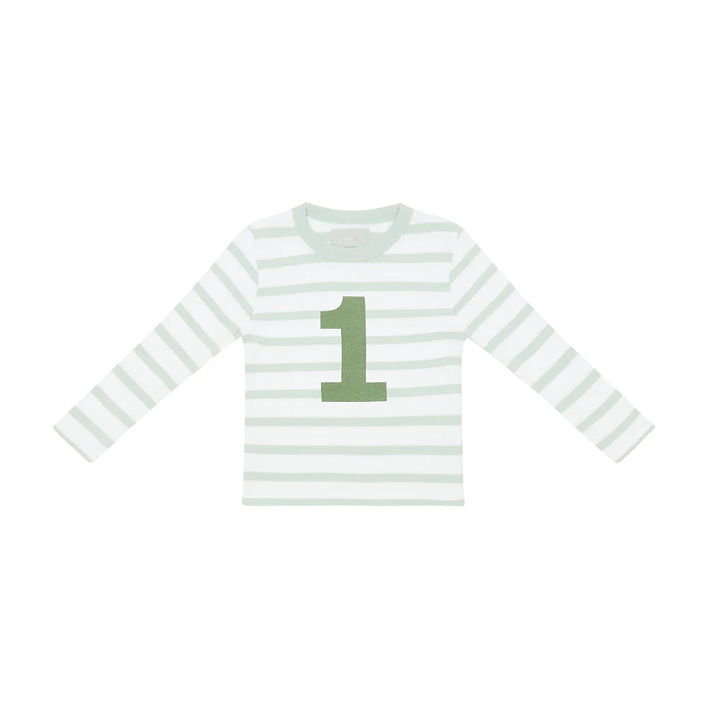 Powder Blue & White Breton Striped Number T-Shirt