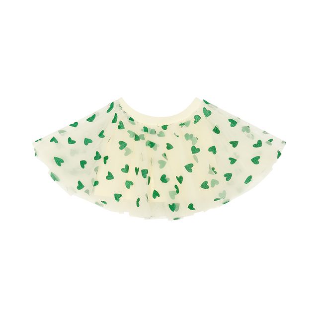 Bob & Blossom Vanilla Tutu with Green Glitter Hearts