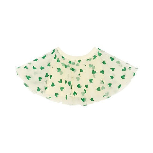 Girls' vanilla tutu skirt with green glitter hearts, Bob & Blossom