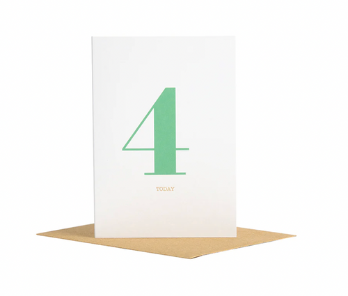 Number 4 Today kids' birthday greeting card, Bob & Blossom