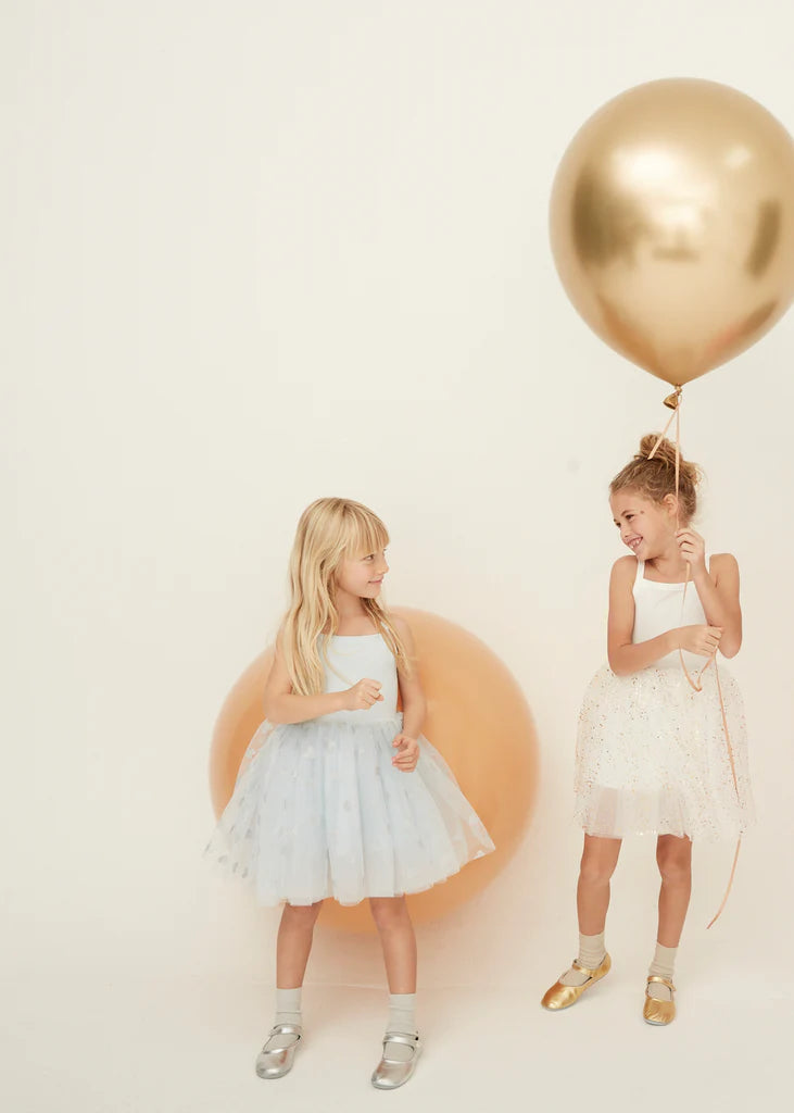 Bob and Blossom Sky Blue & Silver Glitter Heart Dress
