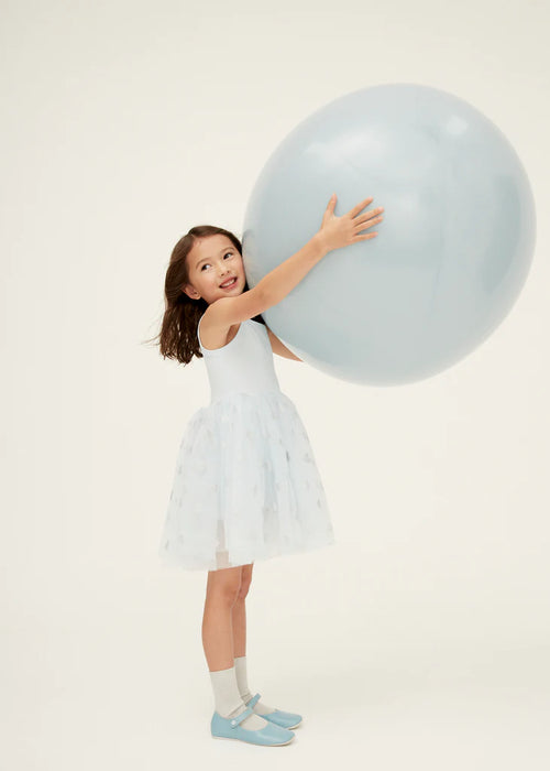 Girls' sky blue dress with silver glitter hearts, Bob and Blossom