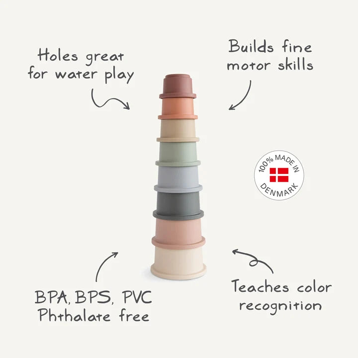 Petal stacking cups, baby and toddler learning toy, Mushie