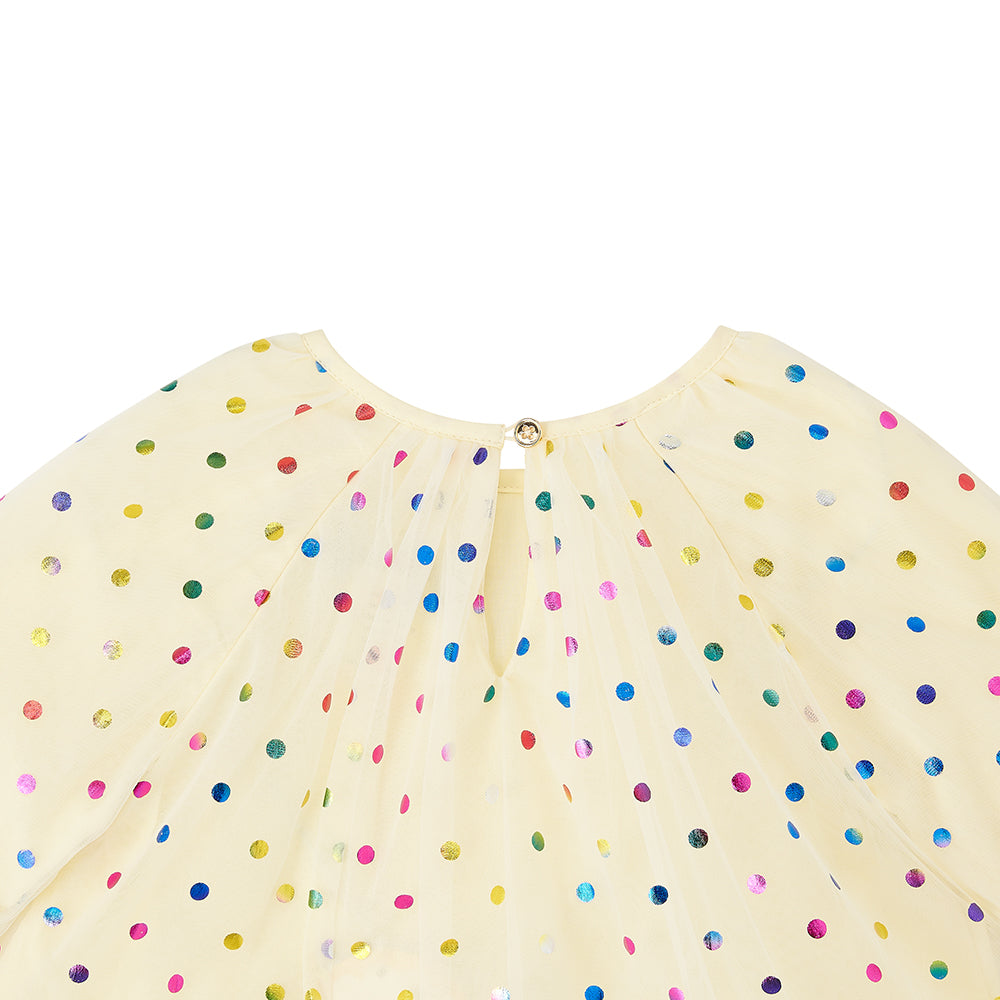 Bob & Blossom vanilla spot dress back view