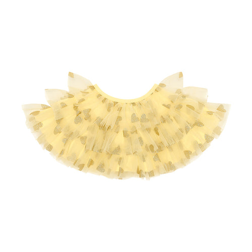Girls' lemon cape with gold glitter hearts, dress-up cape, Bob & Blossom