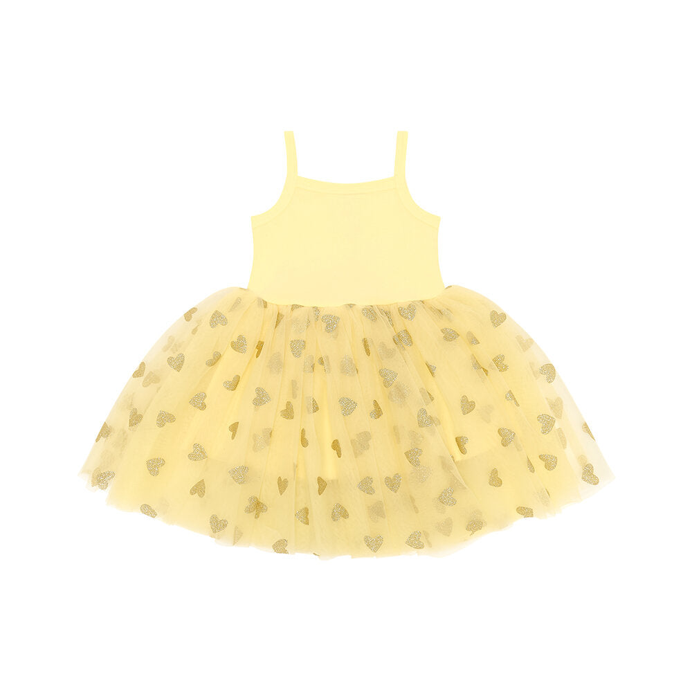 Bob & Blossom Lemon & Gold Glitter Heart Dress