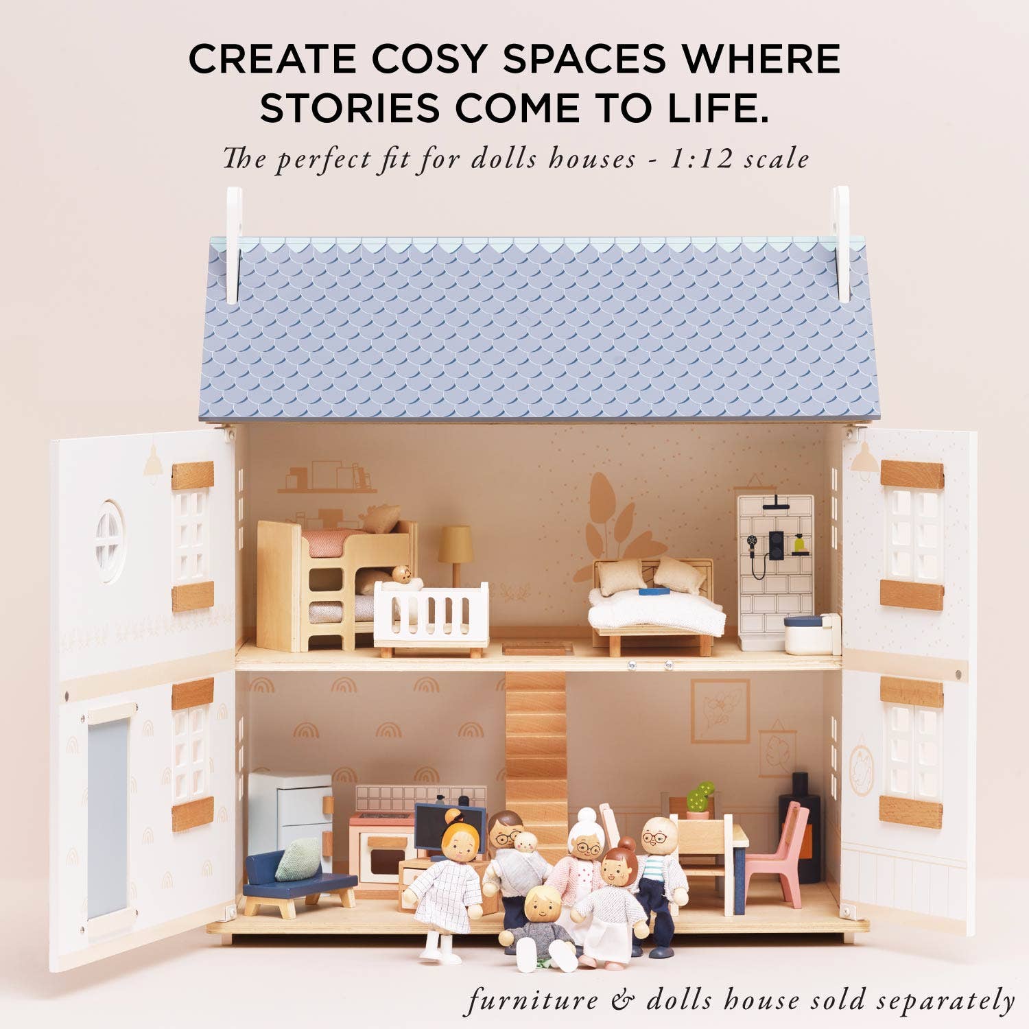Le Toy Van wooden dolls house family, kids' pretend play figures