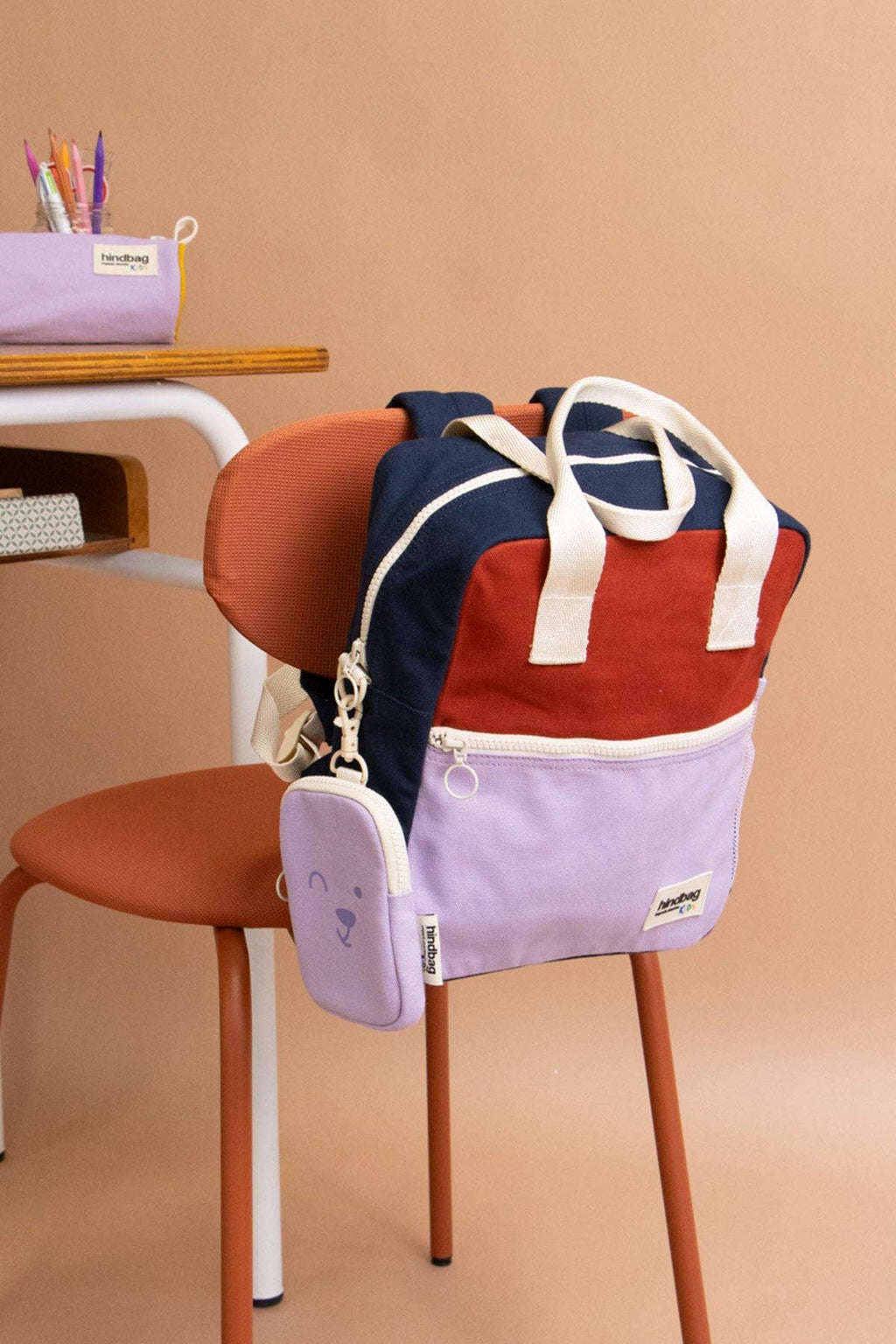 Arthur tricolour terracotta backpack, kids' jute rucksack, Hindbag