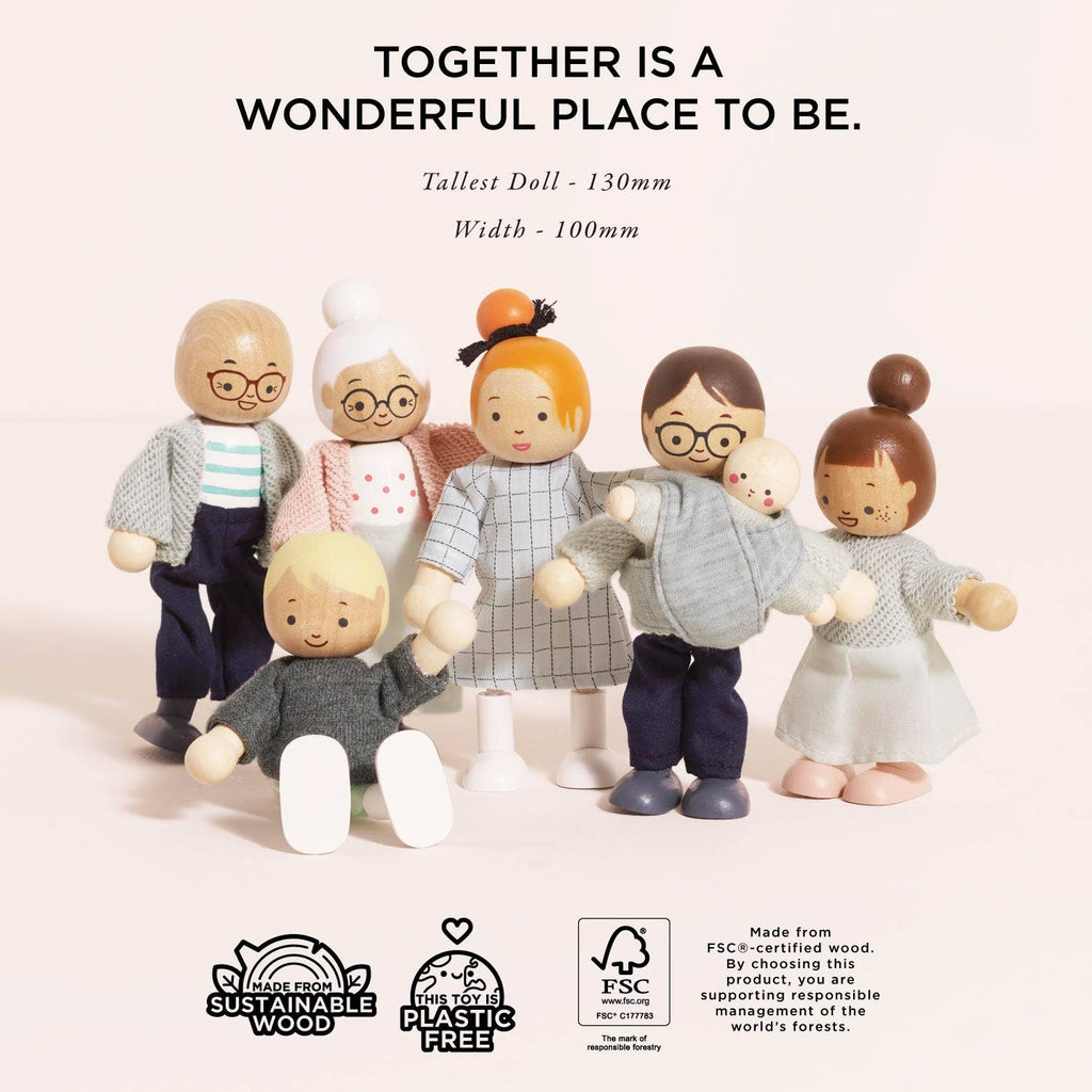 Le Toy Van wooden dolls house family, kids' pretend play figures