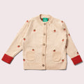 Little Green Radicals Strawberry Days knitted cardigan, organic kids' cardigan