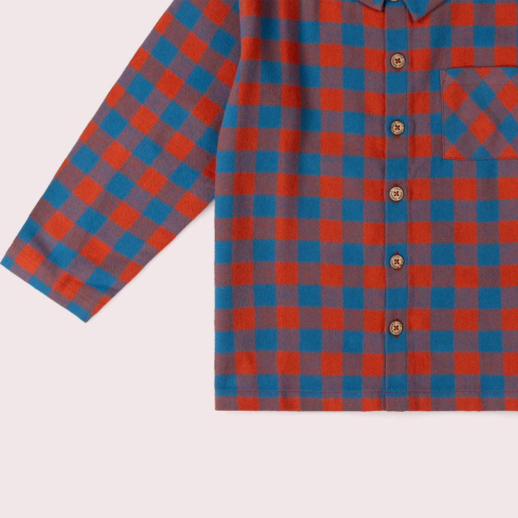 Little Green Radicals burnt ochre check long sleeve shirt, organic kids' shirt