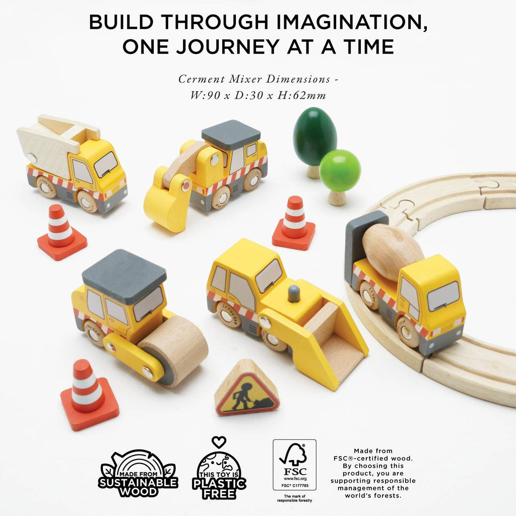 Le Toy Van construction cars, trucks and diggers, kids' wooden play set