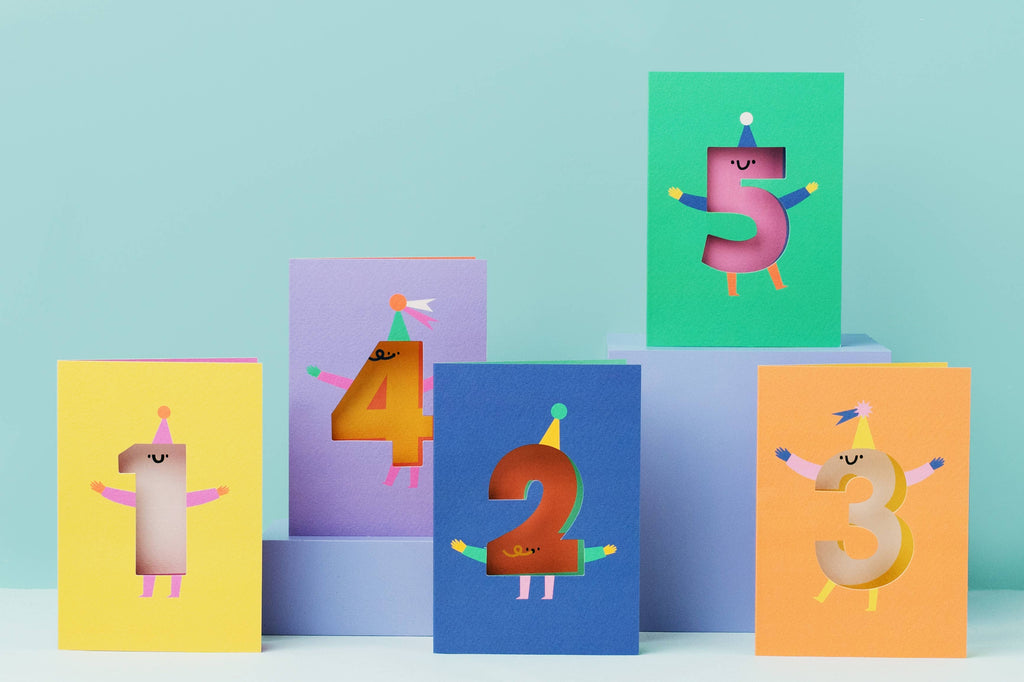 Age 2 cute character die cut birthday card for kids, Rumble Cards