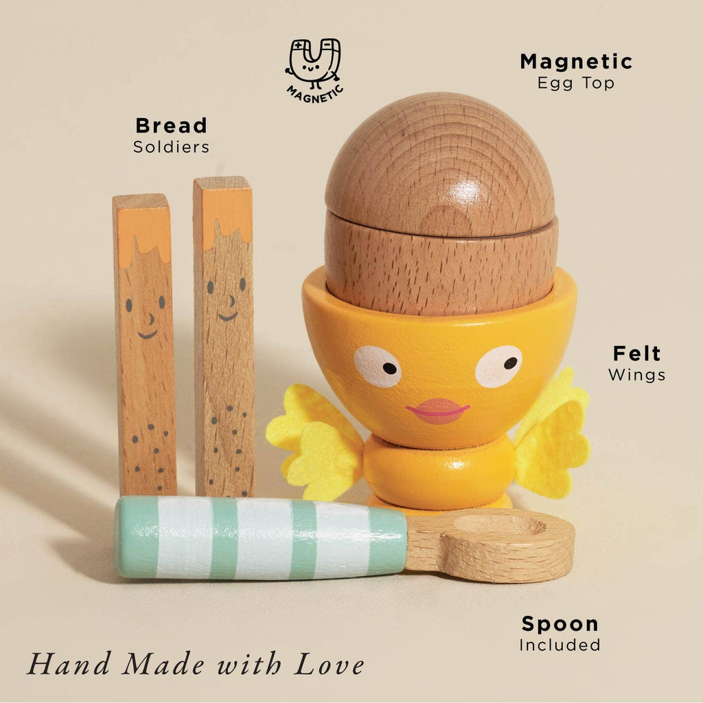 Le Toy Van wooden egg cup and soldiers, kids' breakfast play set
