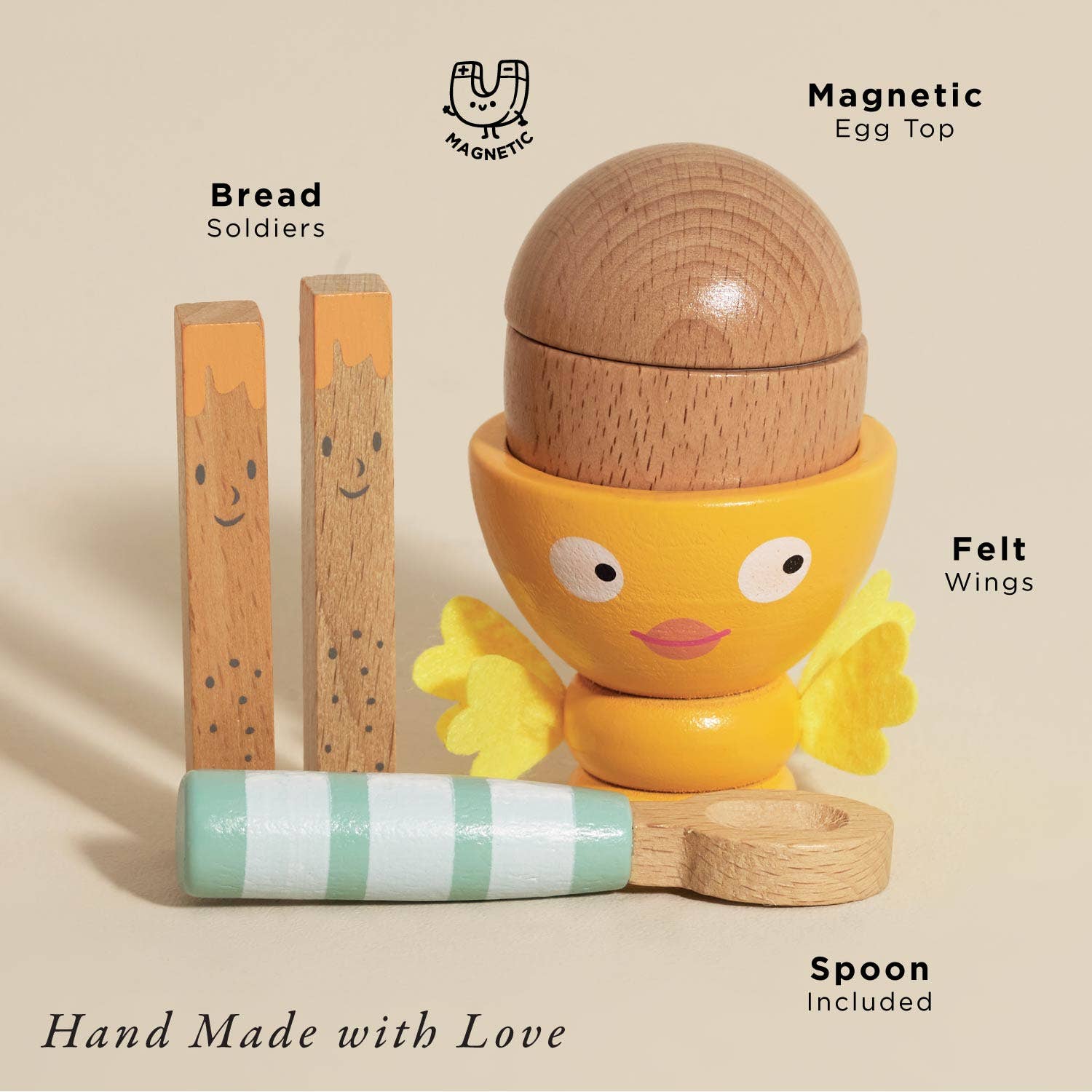 Le Toy Van wooden egg cup and soldiers, kids' breakfast play set