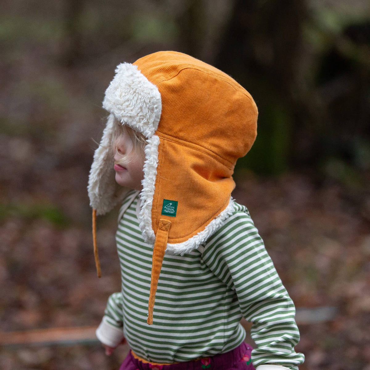 Little Green Radicals sunflower sherpa fleece cosy hat, organic kids' hat