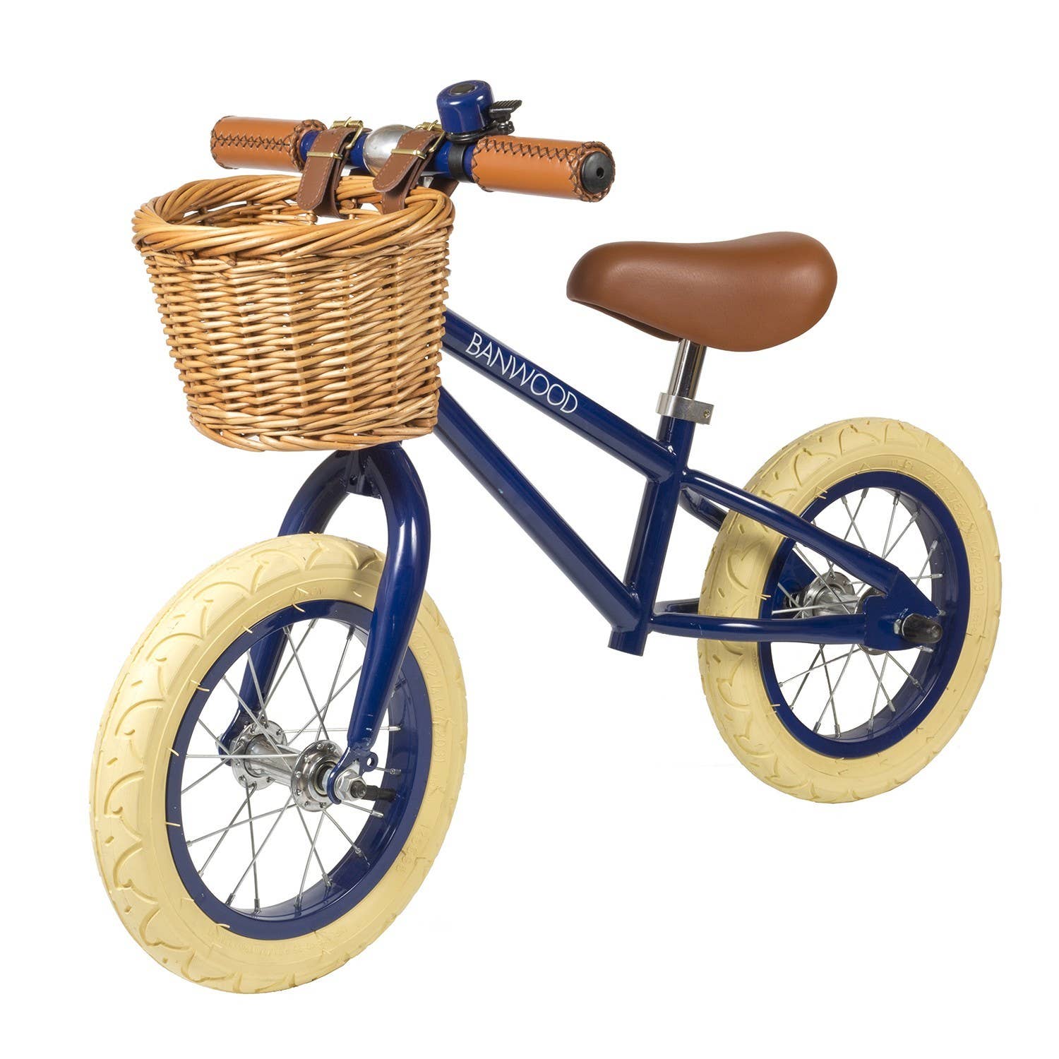 Banwood First Go vintage navy balance bike, wooden no-pedal kids' bike