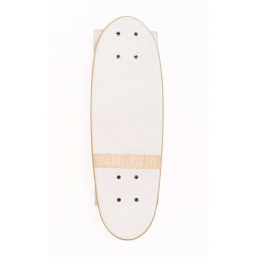 Banwood white kids' skateboard, wooden cruiser deck for children