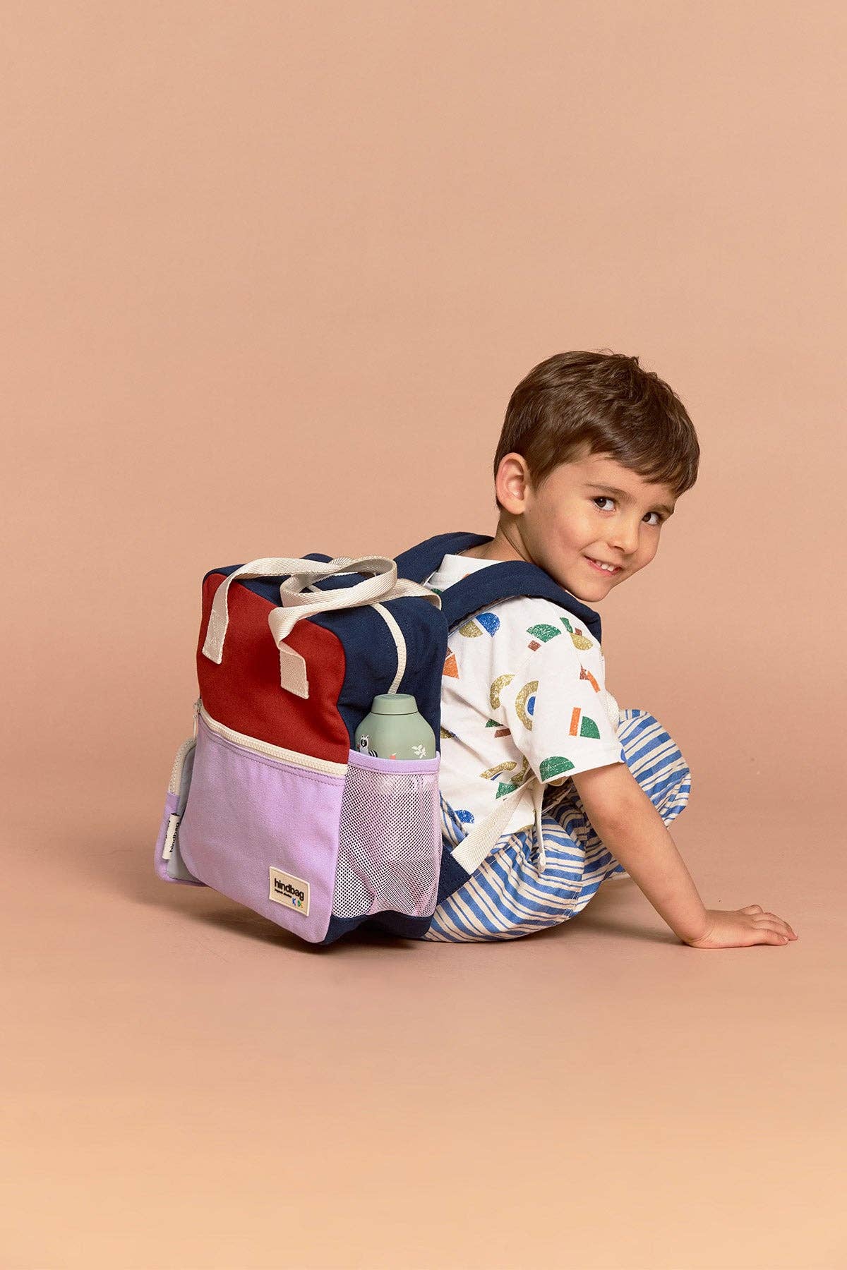 Arthur tricolour terracotta backpack, kids' jute rucksack, Hindbag