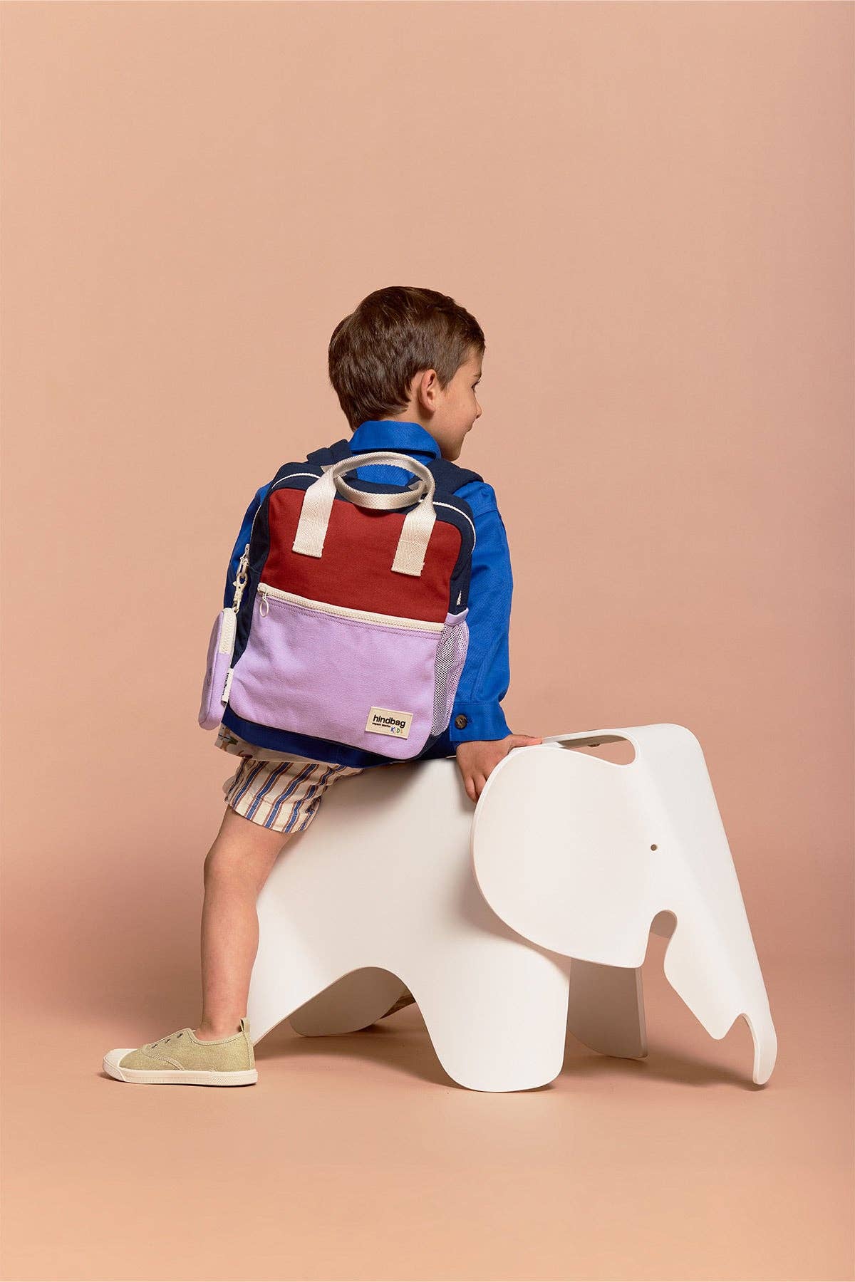 Arthur tricolour terracotta backpack, kids' jute rucksack, Hindbag