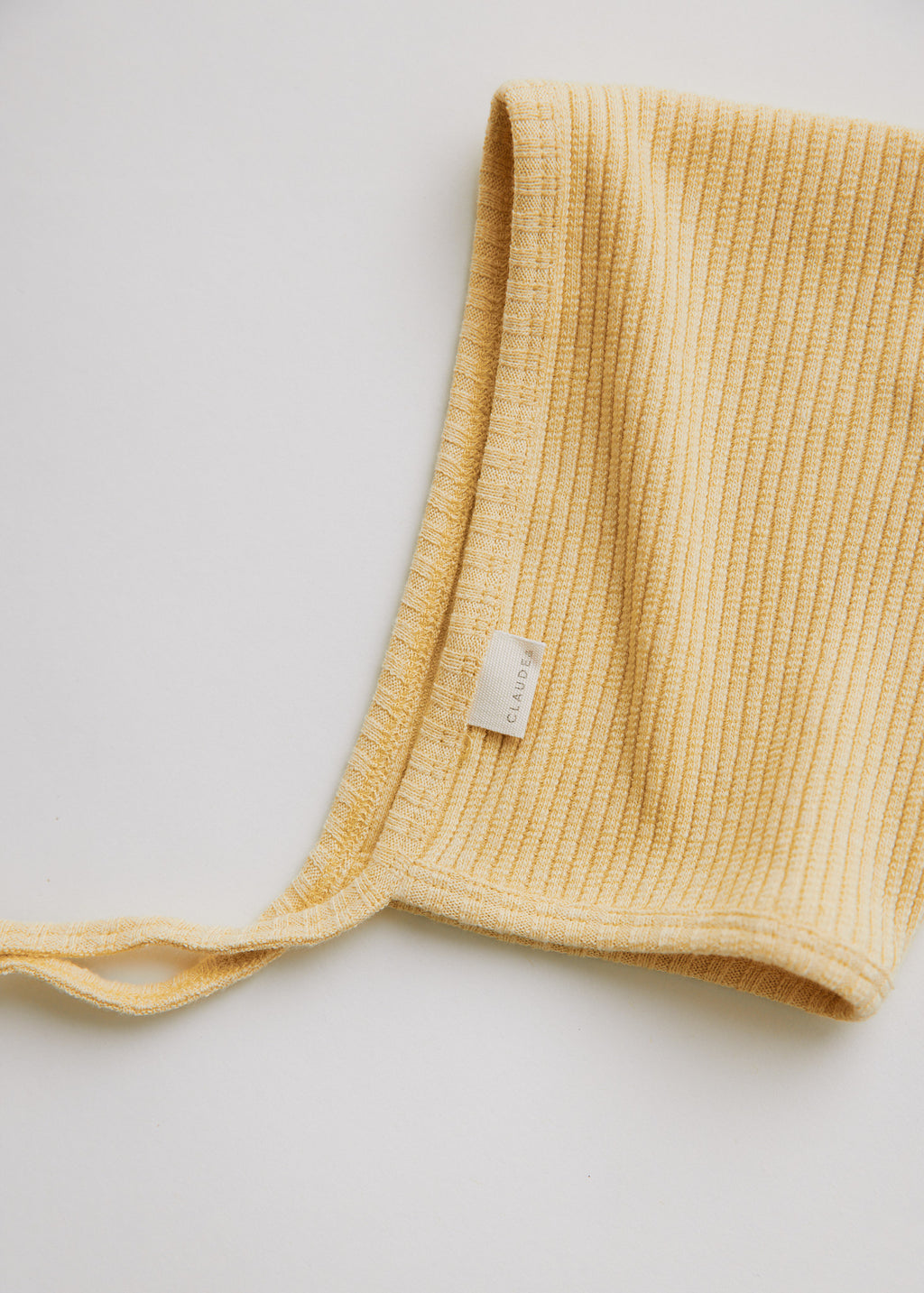Claude & Co Pixie buttercup yellow ribbed baby bonnet – image 4
