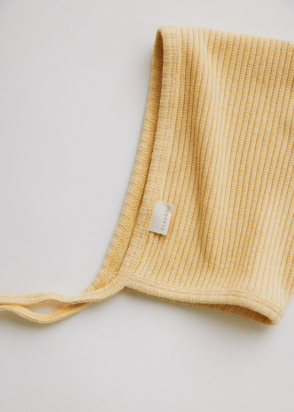 Claude & Co Pixie buttercup yellow ribbed baby bonnet – image 4