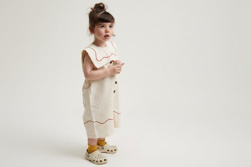 Baby Cali embroidered vanilla ripple collar overall, Claude & Co