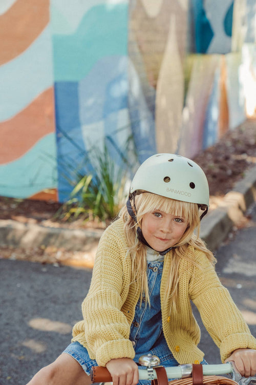 Banwood pale mint kids' bike helmet, 50-54cm adjustable children's helmet