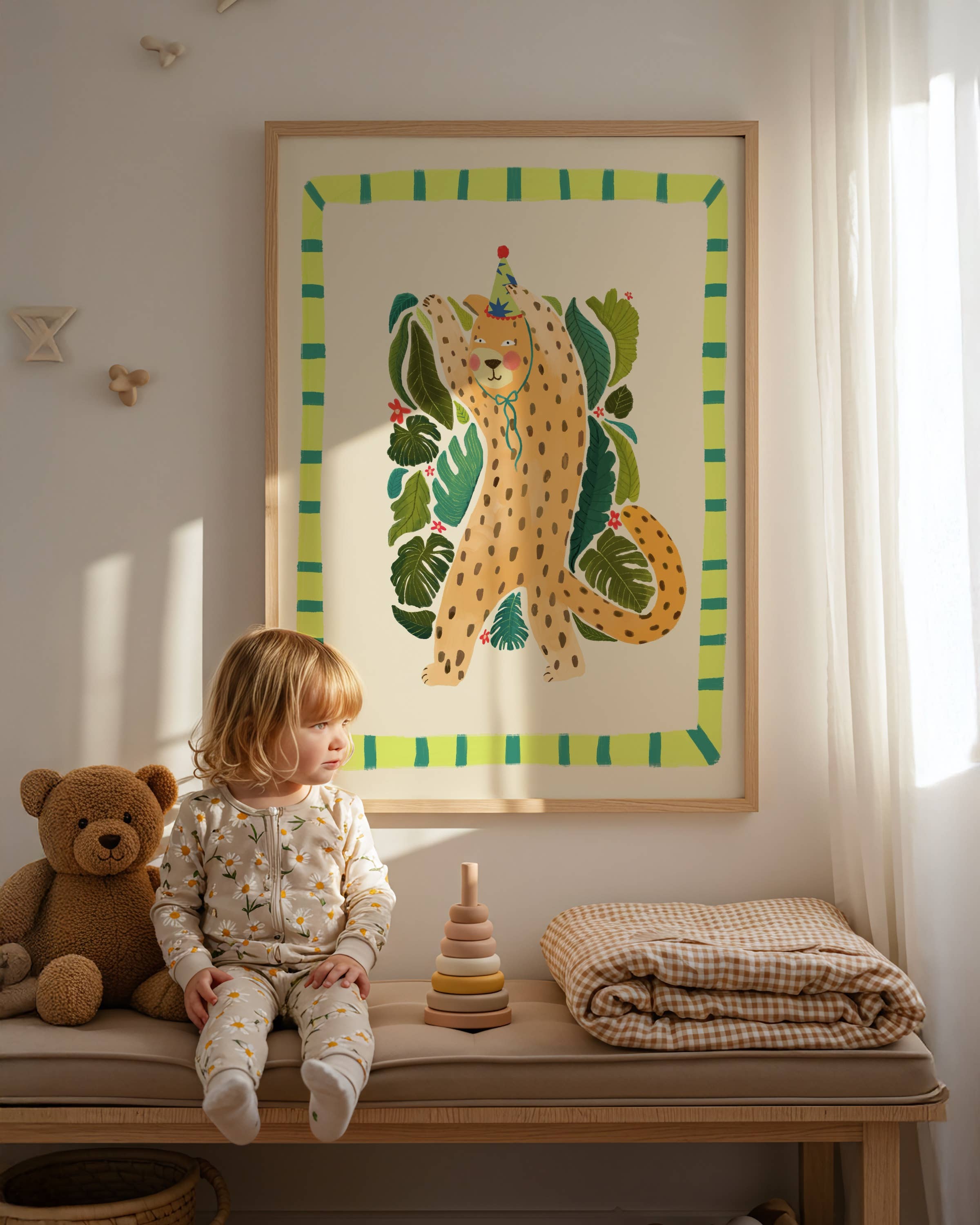 Larry Leopard , Kids Art Print, Colourful Art, Fun Art 