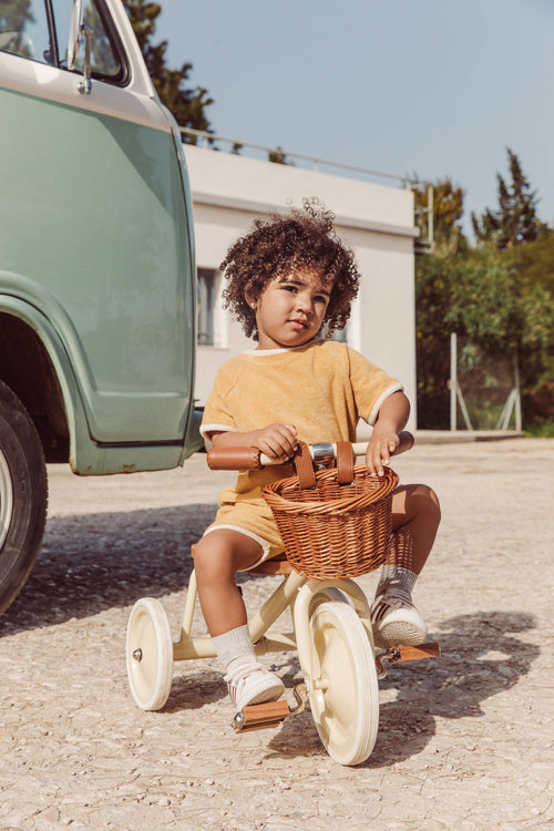Banwood vintage cream kids' trike, classic three-wheel children's tricycle