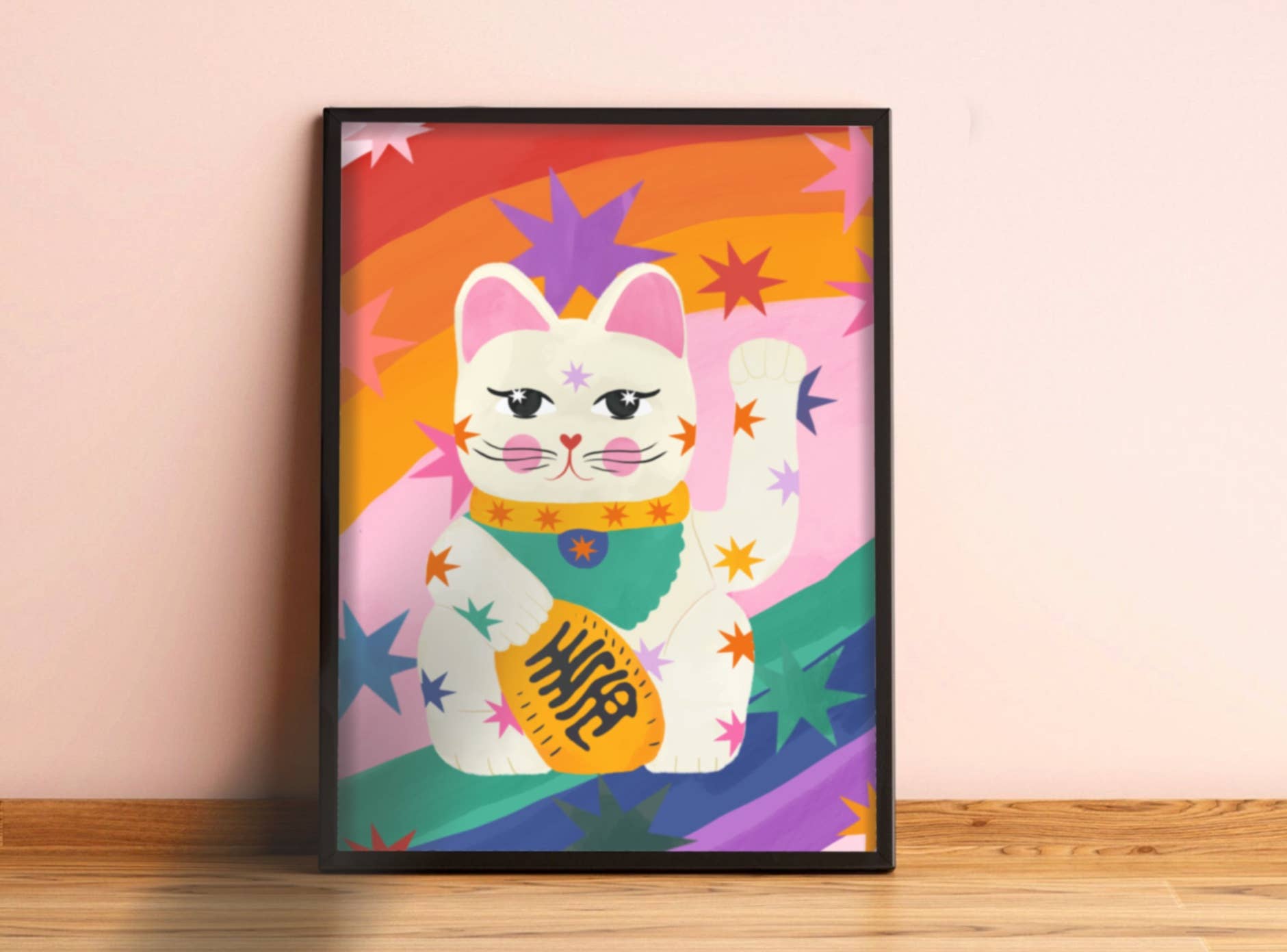 Lucky Rainbow Cat,  Children’s Room, Bright and Colourful,