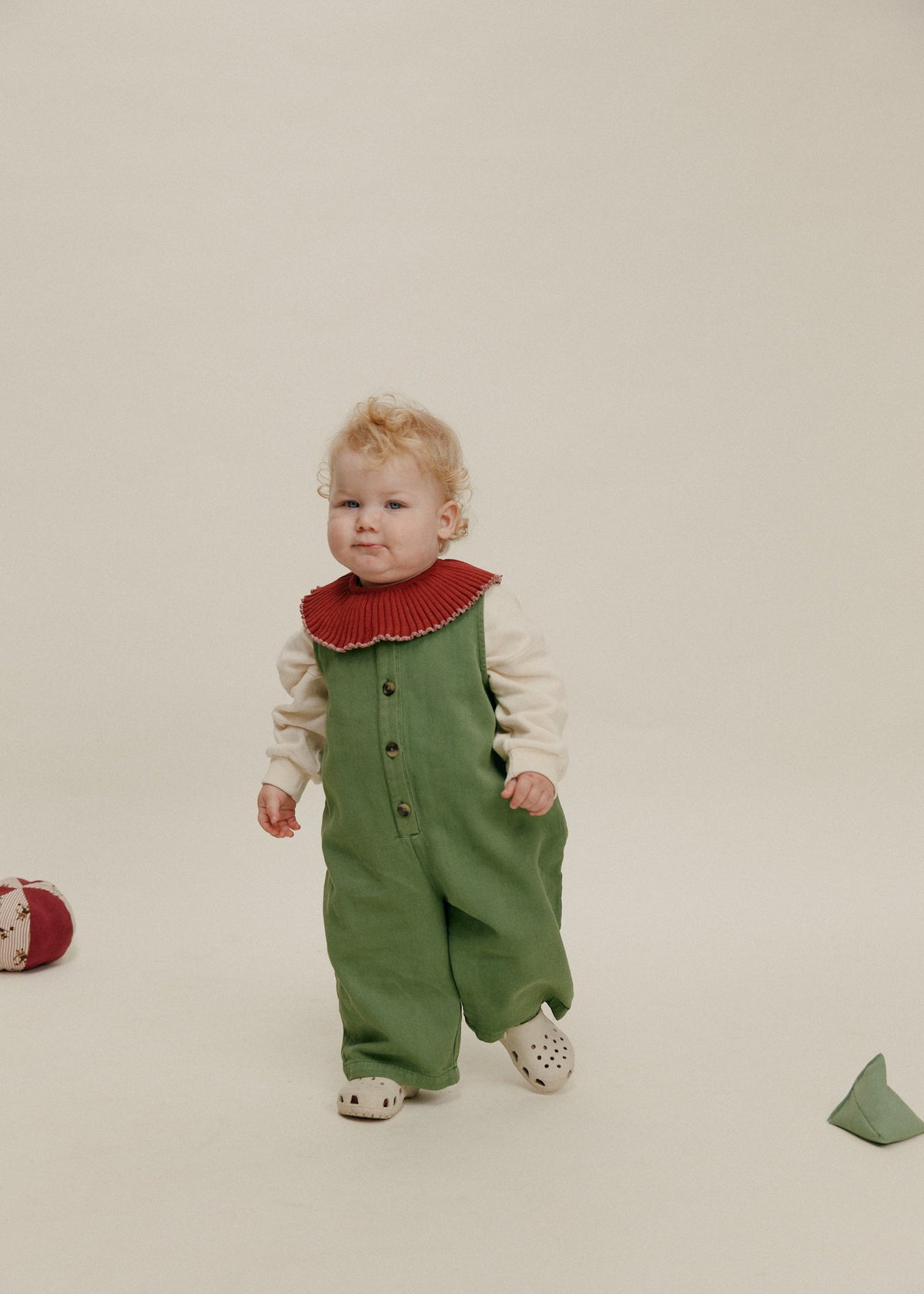 Claude & Co Cali pickle green overall for kids, organic cotton