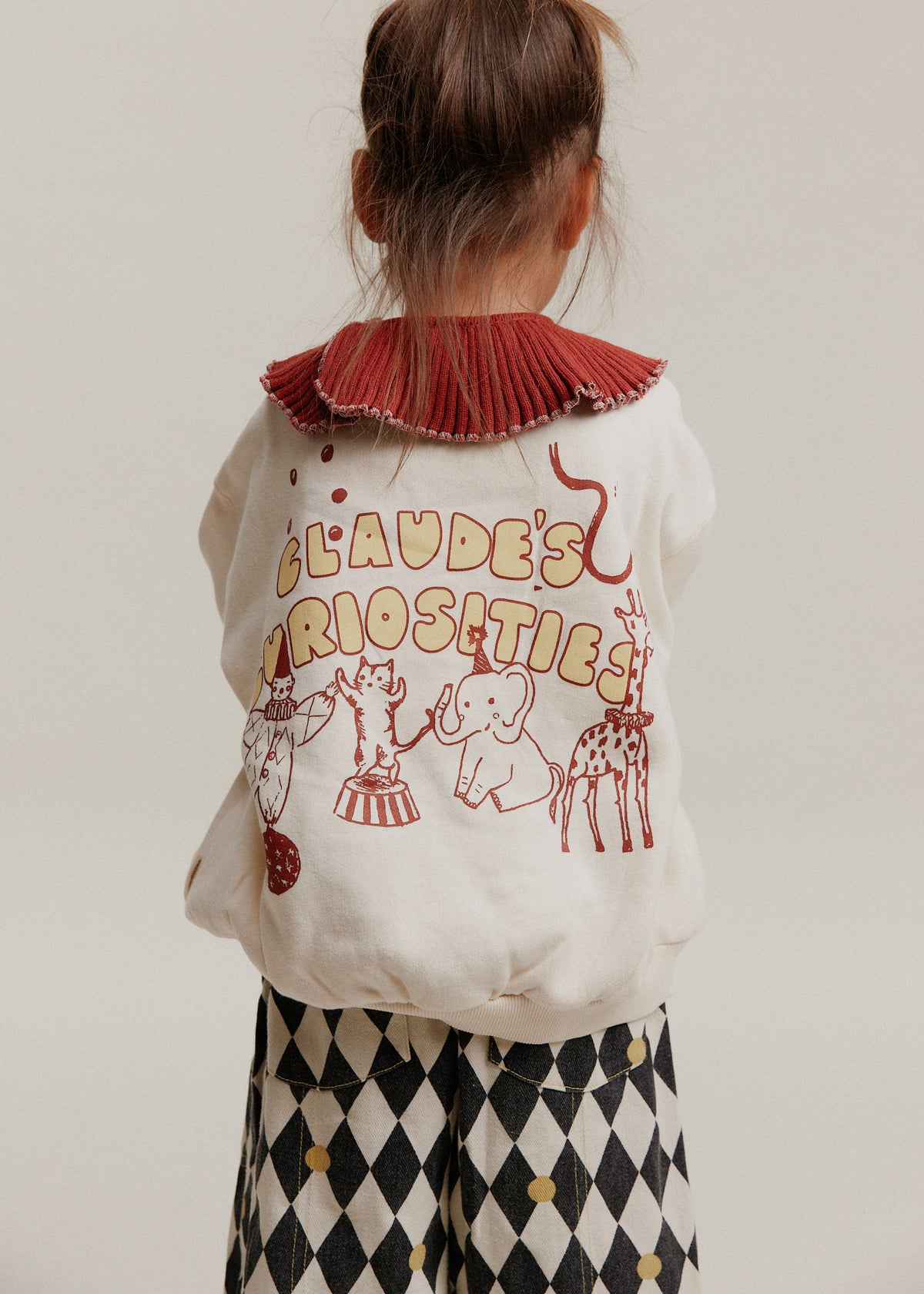 Claude & Co Carner Claude's Curiosities circus print sweater for kids