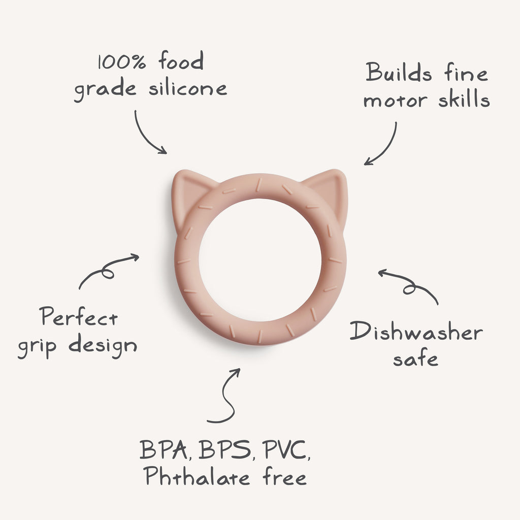 Mushie Teether - Cat - Blush