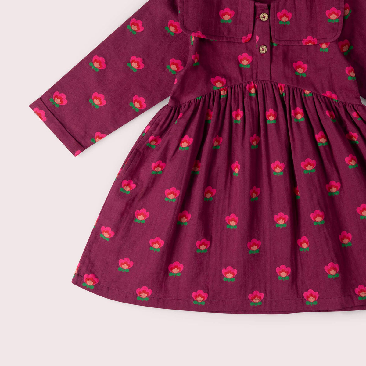 Little Green Radicals pink flowers sailor dress, organic girls' dress