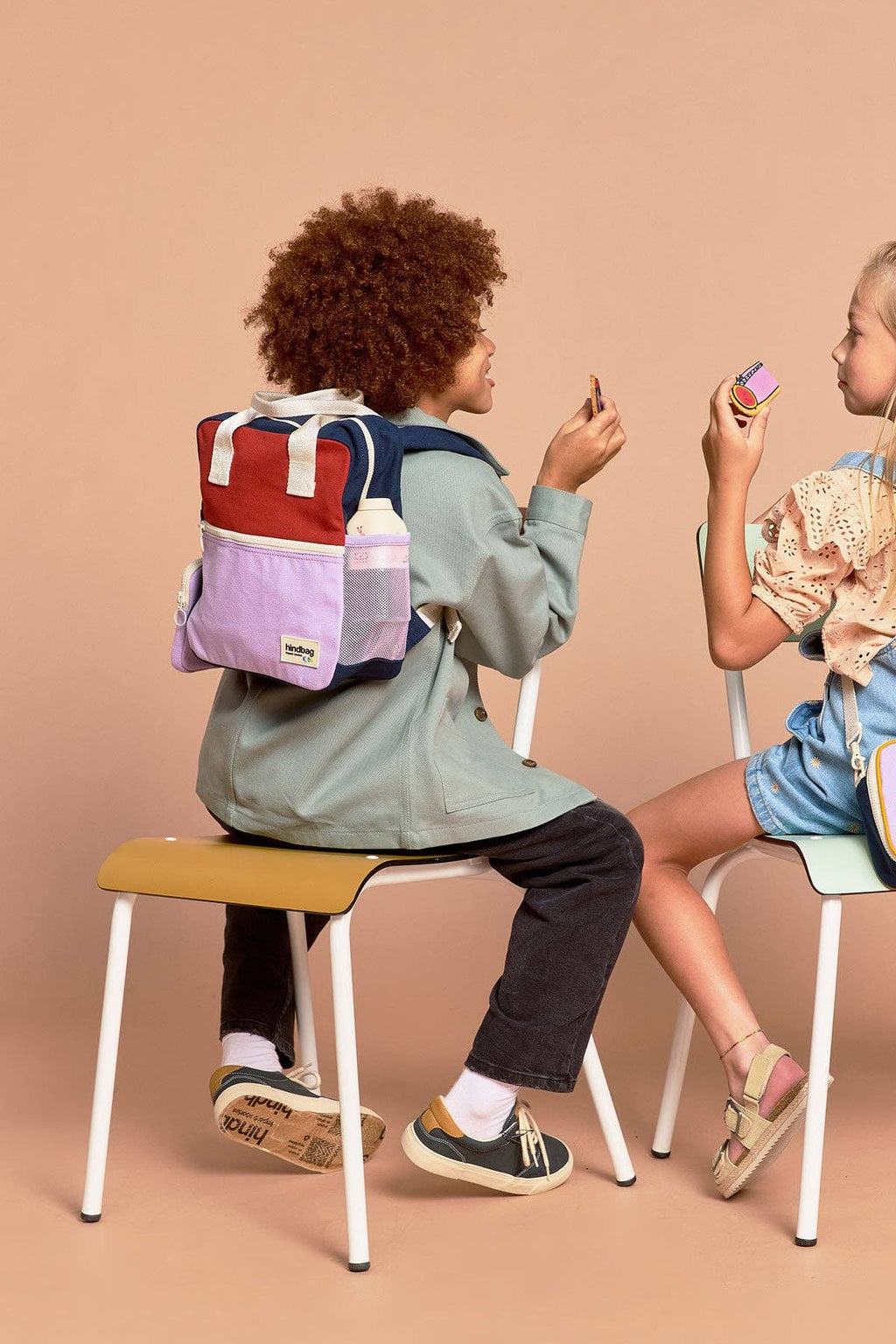 Arthur tricolour terracotta backpack, kids' jute rucksack, Hindbag