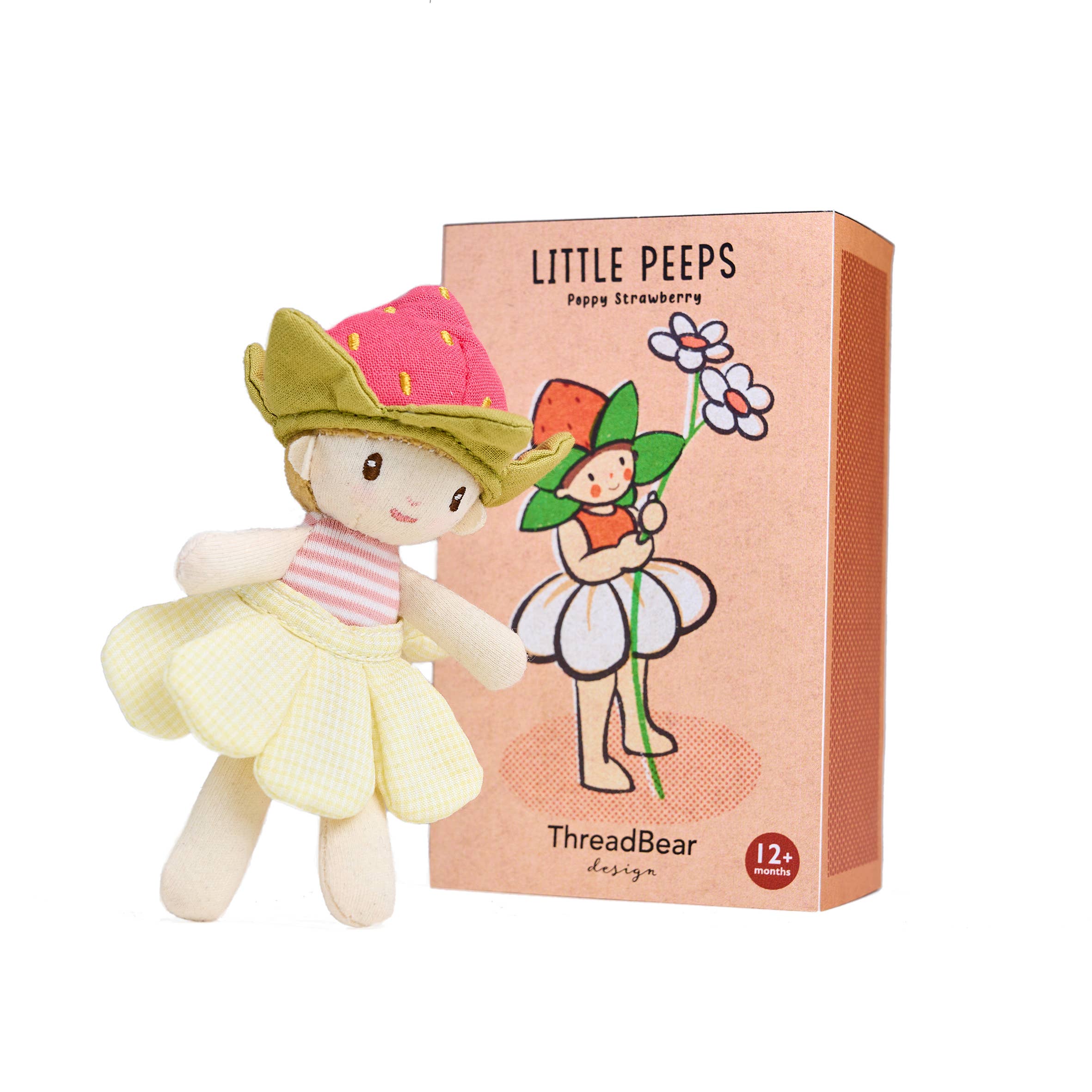ThreadBear Little Peeps Poppy Strawberry 12cm matchbox doll, kids' soft toy