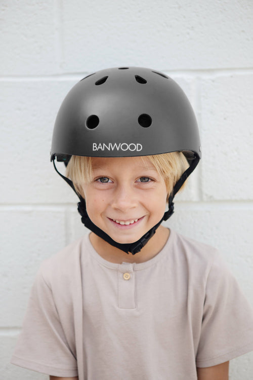 Banwood black kids' bike helmet, 50-54cm adjustable children's helmet