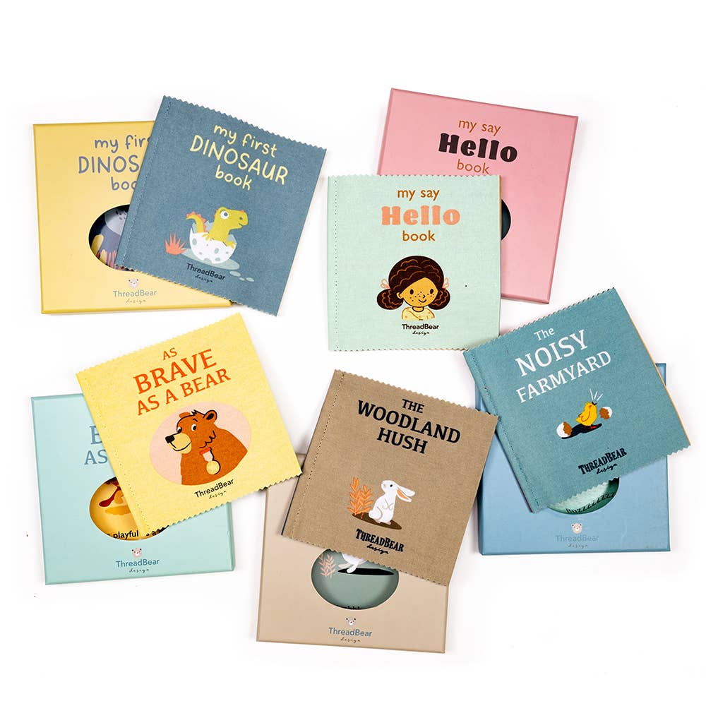 ThreadBear Brave As A Bear rag book, soft cloth book for babies